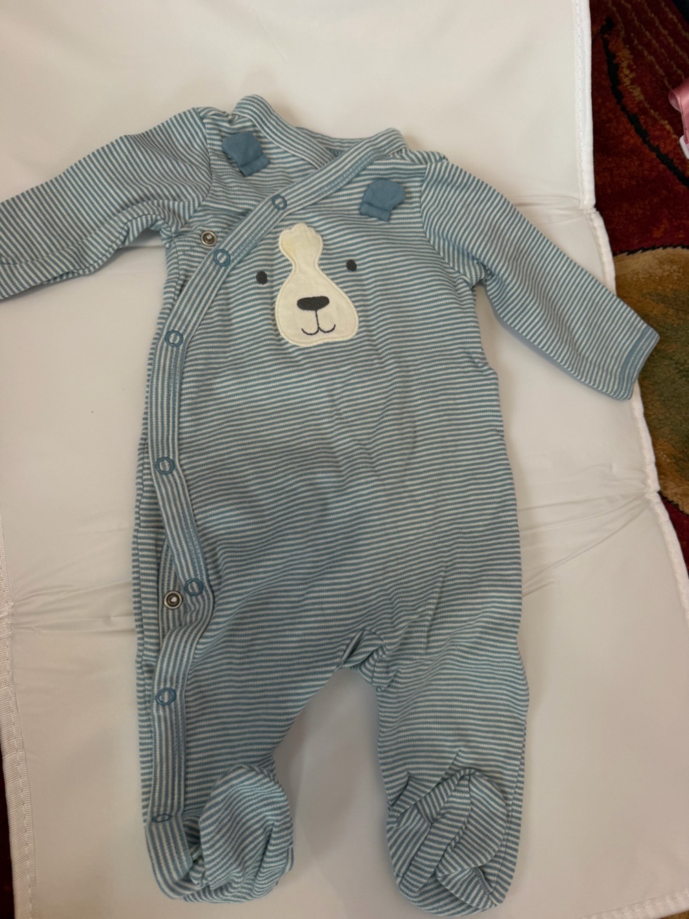 Carter's Light Blue Striped Baby Jacket with Bear Patch